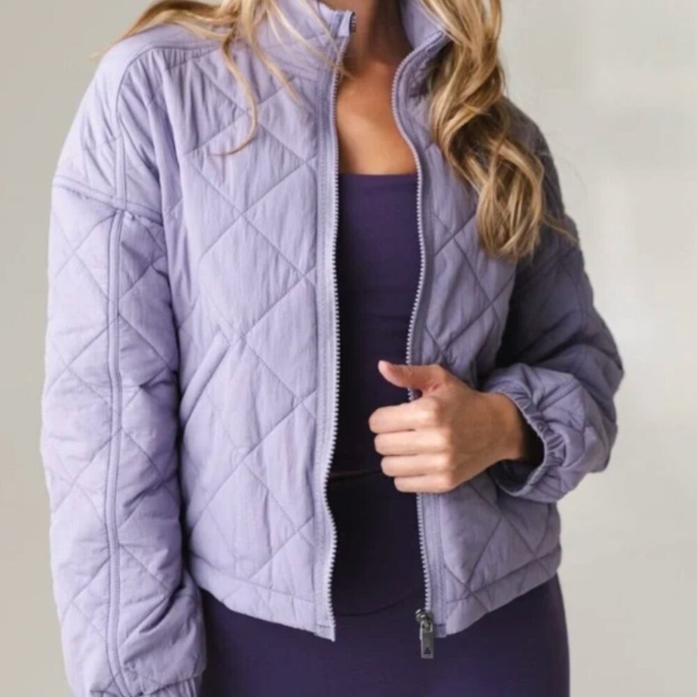 Vitality Quilted Lightweight Crop Puffer - Lavender
